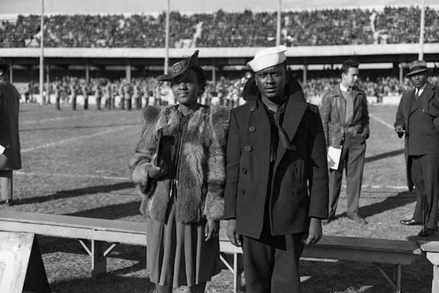 Charles Jackson French is honored during a Creighton University football game