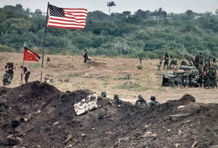 US troops manning 105 mm Howitzers