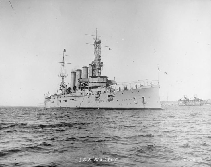 USS San Diego (ACR-6) at sea