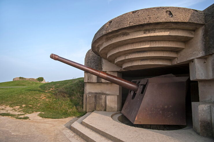 152 mm German naval gun in a casemate along the Atlantic Wall