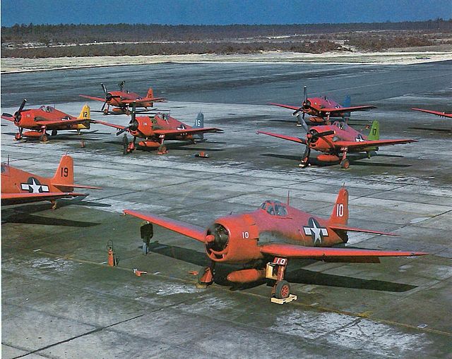 Grumman F6F-5K Hellcats parked on the tarmac