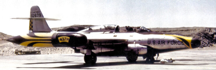 Northrop F-89D Scorpion parked on a runway