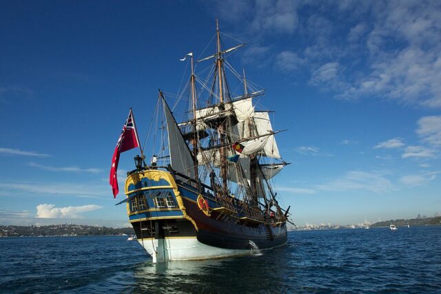 Replica at the HMS Endeavour at sea